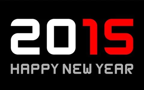 Happy new year 2015 - rectangular basic font, red marked Stock Illustration