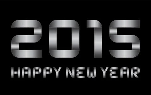 Happy new year 2015 - rectangular bent metal letters Stock Illustration