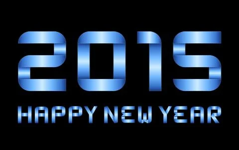Happy new year 2015 - rectangular bent blue metal letters and numbers Stock Illustration