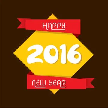 Happy new year 2016 banner or label design vector Stock Illustration