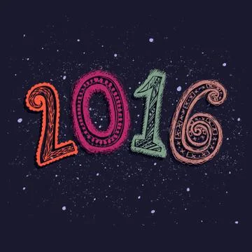 Happy new year 2016 greeting card design element.Decorative ornamental Stock Illustration