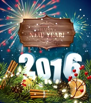 Happy New Year 2016 Stock Illustration