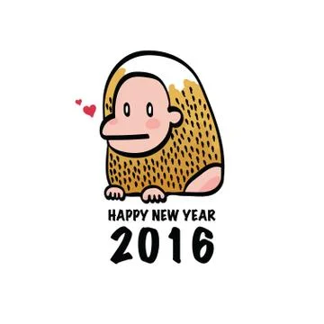 Happy New Year 2016 Monkey Stock Illustration