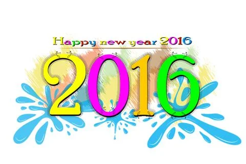 Happy new year 2016 Text Design Stock Illustration