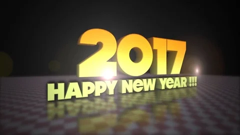 Happy New Year 2017 3D Gold Text Stock Footage 70939530