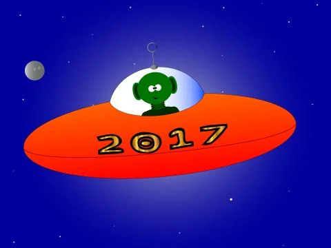 Happy New Year 2017 Alien Stock Illustration