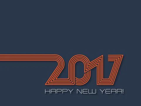 Happy new year 2017  background in blue and orange Stock Illustration