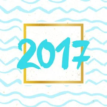 Happy New Year 2017 background. Calendar template. Colorful, hand drawn pap.. Illustrazione stock