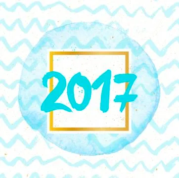 Happy New Year 2017 background. Calendar template. Colorful, hand drawn pap.. Stock Illustration