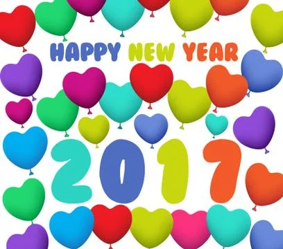 Happy New Year 2017 background with balloons colorful. Stock Illustration