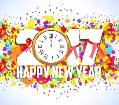 Happy New Year 2017 with clock Illustrazione stock