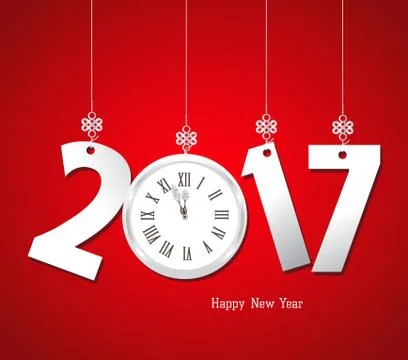 Happy New Year 2017 with clock Illustrazione stock