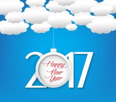 Happy new year 2017 cloud and sky background Stock Illustration