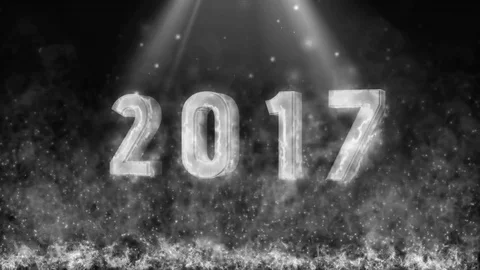 Happy new year 2017 with fire flame colorless Stock Footage 69719346