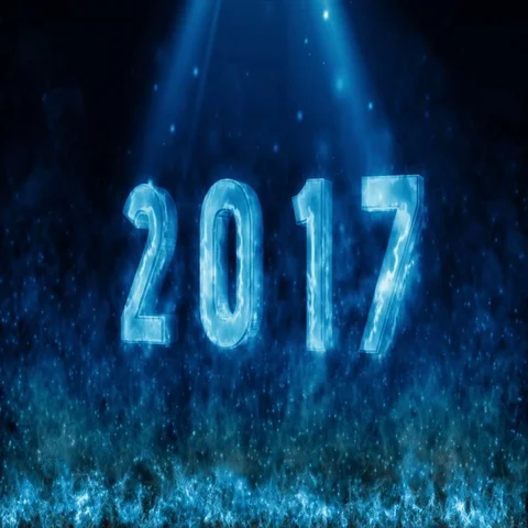 Happy new year 2017 with fire flame BLUE Stock Footage 69720547
