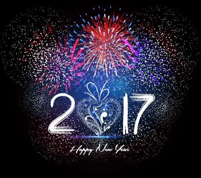 Happy New Year 2017 Firework Stock Illustration