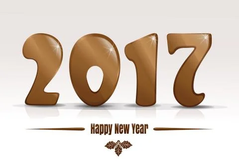 Happy new year 2017. Gold lettering on a white background Stock Illustration