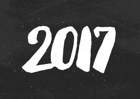Happy New Year 2017 greetings on black chalkboard Stock Illustration