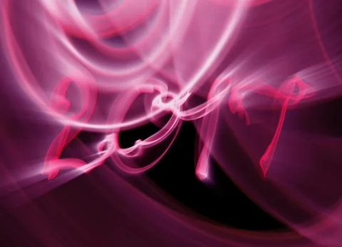 Happy new year 2017 isolated numbers written with smoke or fire on black blurred Stock Illustration
