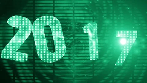 Happy new year 2017 with light flash green Stock Footage 69872516