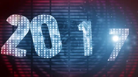 Happy new year 2017 with light flash Red-Blue Video stock 69873342