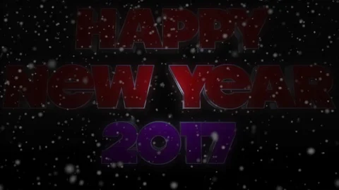 Happy New Year 2017 Text with Snow Falling Stock Footage 70936868