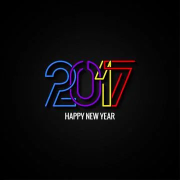 Happy New Year 2017 Text Label Design Background Stock Illustration