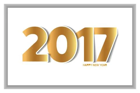 Happy new year 2017 text design paper cut style. Stock Illustration