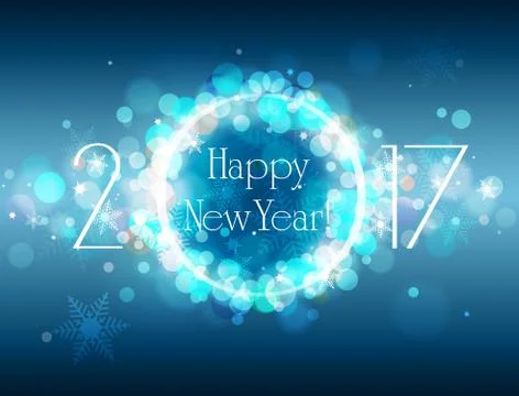 Happy New Year 2017 vector blue background Illustrazione stock