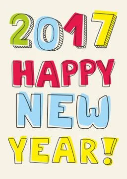 Happy New Year 2017 vector wishes Stock Illustration