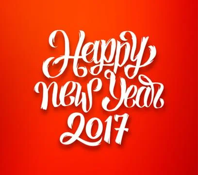 Happy New Year 2017 vector red-white greeting card Stock Illustration