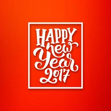 Happy New Year 2017 vector red-white greeting card Stock Illustration