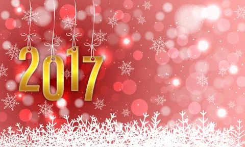 Happy New Year 2017 vector greeting card. Stock Illustration