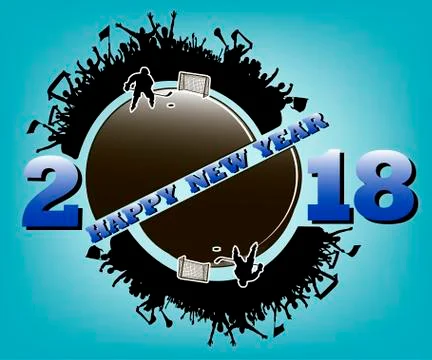 Happy new year 2018 and  hockey Stock Illustration