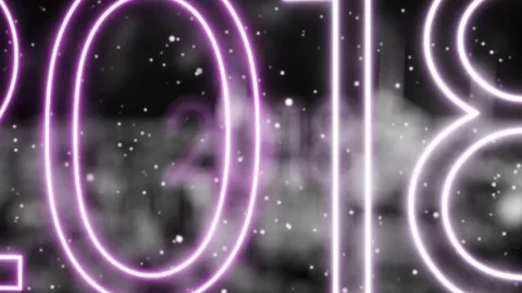 Happy New Year 2018 Background 4K-Purple Neon Light Background Stock Footage 83261763