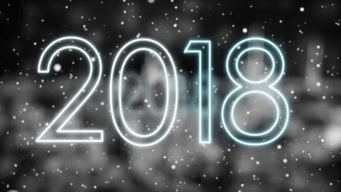 Happy New Year 2018 Background 4K-Blue Neon Light Background Stock Footage 83262518