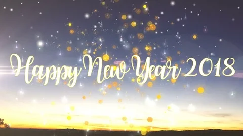Happy New Year 2018 background with particles explode Stock Footage 83418939