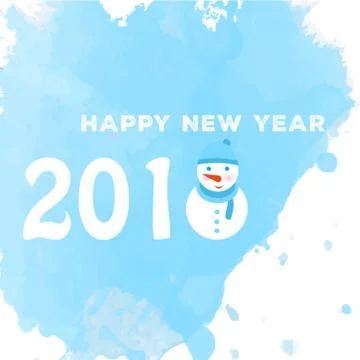 Happy new year 2018 background with snowman and snow, vector illustration. Stock Illustration