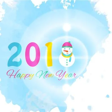 Happy new year 2018 background with snowman and snow, vector illustration. Stock Illustration