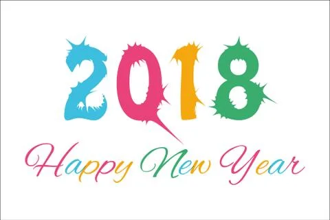 Happy new year 2018 background with snowman and snow, vector illustration. Stock Illustration
