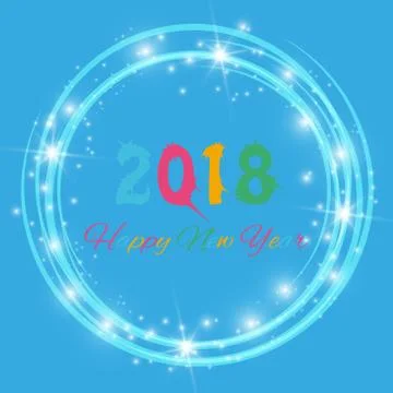 Happy new year 2018 background with snowman and snow, vector illustration. Stock Illustration