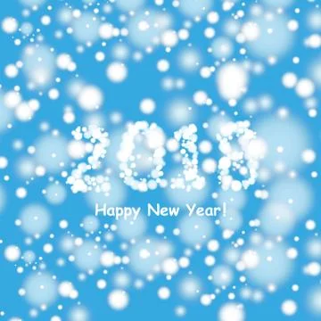 Happy new year 2018 background with snowman and snow, vector illustration. Stock Illustration