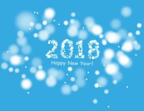 Happy new year 2018 background with snowman and snow, vector illustration. Stock Illustration