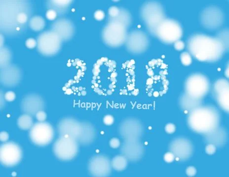 Happy new year 2018 background with snowman and snow, vector illustration. Stock Illustration