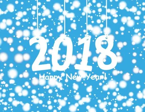 Happy new year 2018 background with snowman and snow, vector illustration. Stock Illustration