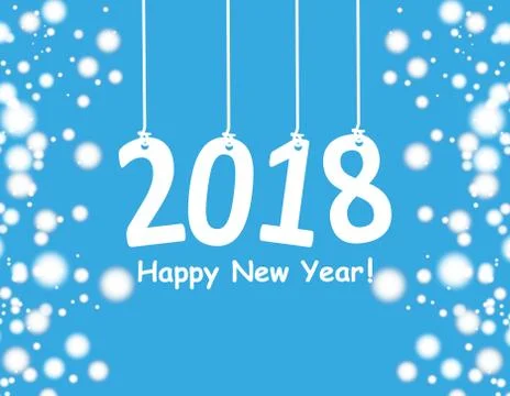 Happy new year 2018 background with snowman and snow, vector illustration. Stock Illustration