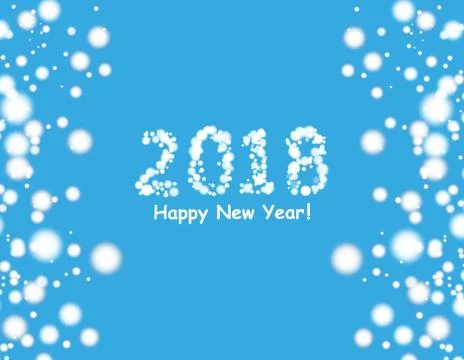 Happy new year 2018 background with snowman and snow, vector illustration. Stock Illustration