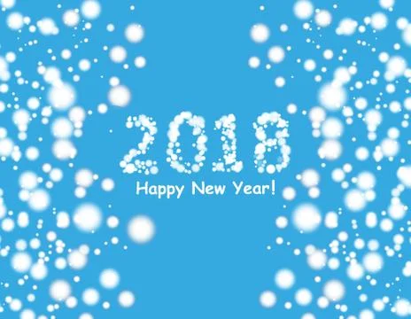 Happy new year 2018 background with snowman and snow, vector illustration. Stock Illustration