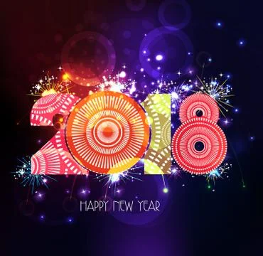 Happy new year 2018 firework abstract background Stock Illustration
