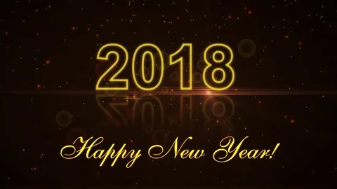 Happy New Year 2018 with glowing particles on the dark red background Stock Footage 83147265